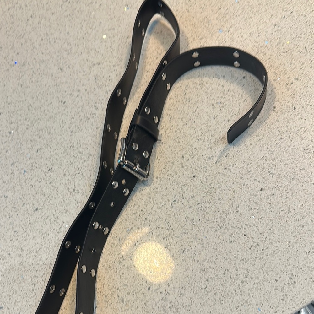 Michael Kors Black Belt with Silver Accents